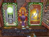 Die Zigeunerin befragt den Avatar nach seiner momentanen Lieblingstugend (noch auf der Erde)